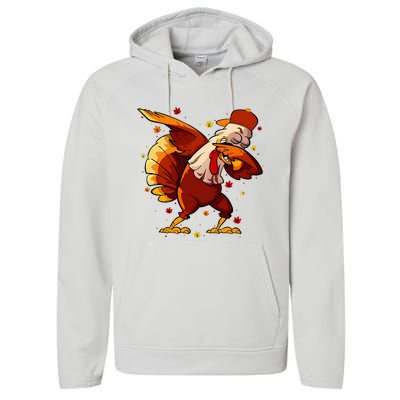 Dabbing Turkey Thanksgiving Day Pilgrim Funny Dab Performance Fleece Hoodie