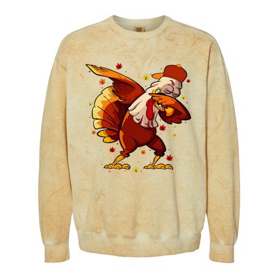 Dabbing Turkey Thanksgiving Day Pilgrim Funny Dab Colorblast Crewneck Sweatshirt