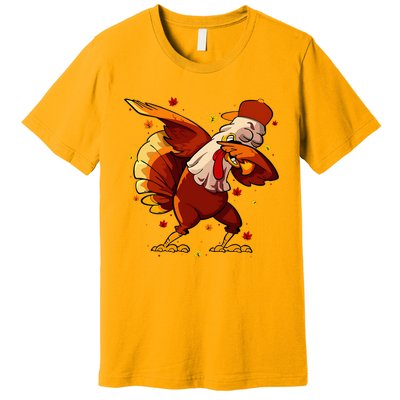 Dabbing Turkey Thanksgiving Day Pilgrim Funny Dab Premium T-Shirt