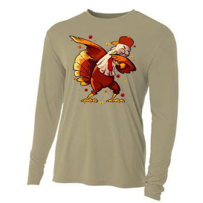 Dabbing Turkey Thanksgiving Day Pilgrim Funny Dab Cooling Performance Long Sleeve Crew