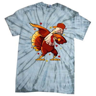 Dabbing Turkey Thanksgiving Day Pilgrim Funny Dab Tie-Dye T-Shirt