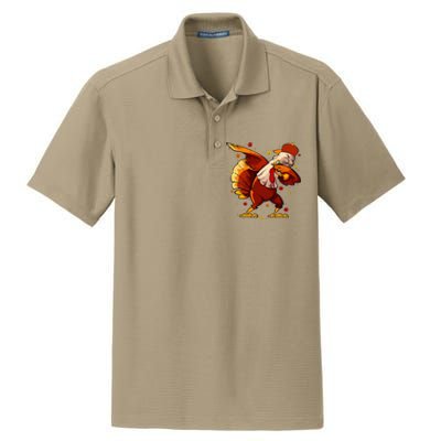 Dabbing Turkey Thanksgiving Day Pilgrim Funny Dab Dry Zone Grid Polo