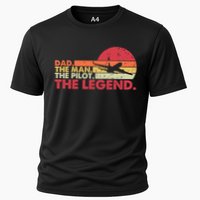 Dad The The Pilot The Legend Aviator Father Gift Cooling Performance Crew T-Shirt