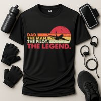 Dad The The Pilot The Legend Aviator Father Gift Cooling Performance Crew T-Shirt