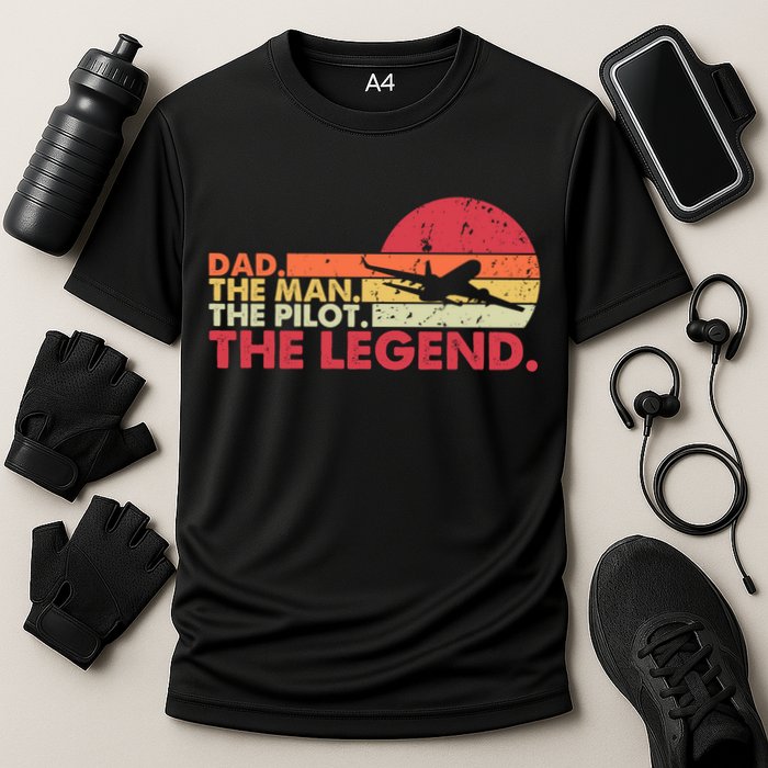 Dad The The Pilot The Legend Aviator Father Gift Cooling Performance Crew T-Shirt