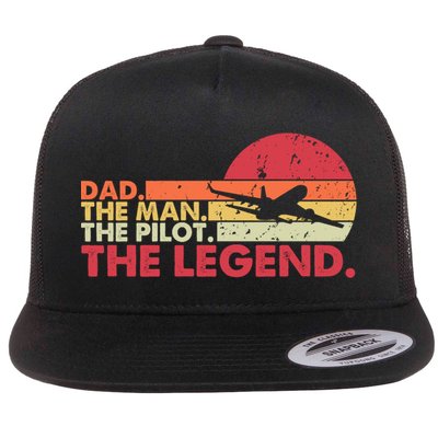 Dad The The Pilot The Legend Aviator Father Gift Flatbill Hat