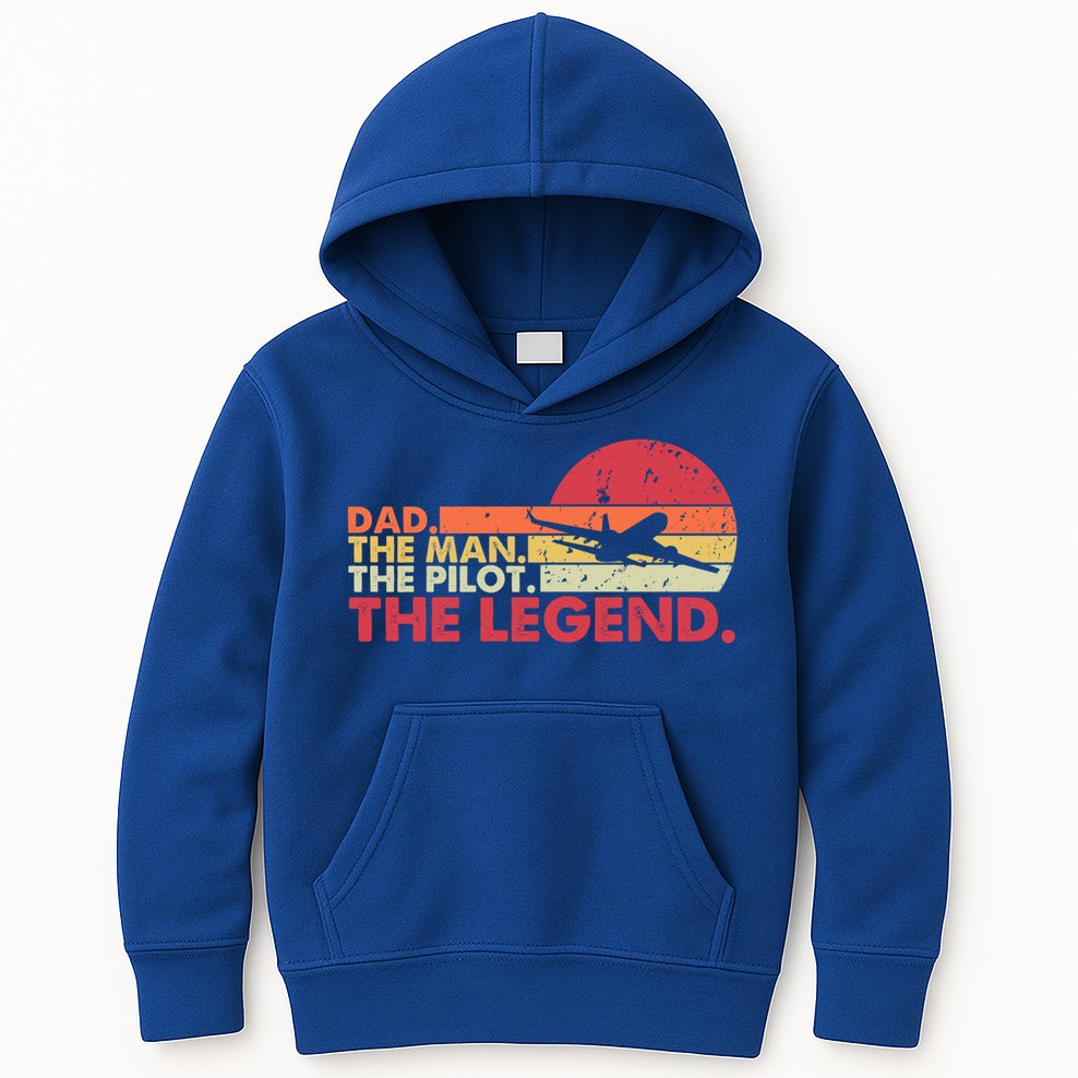 Dad The The Pilot The Legend Aviator Father Gift Kids Hoodie