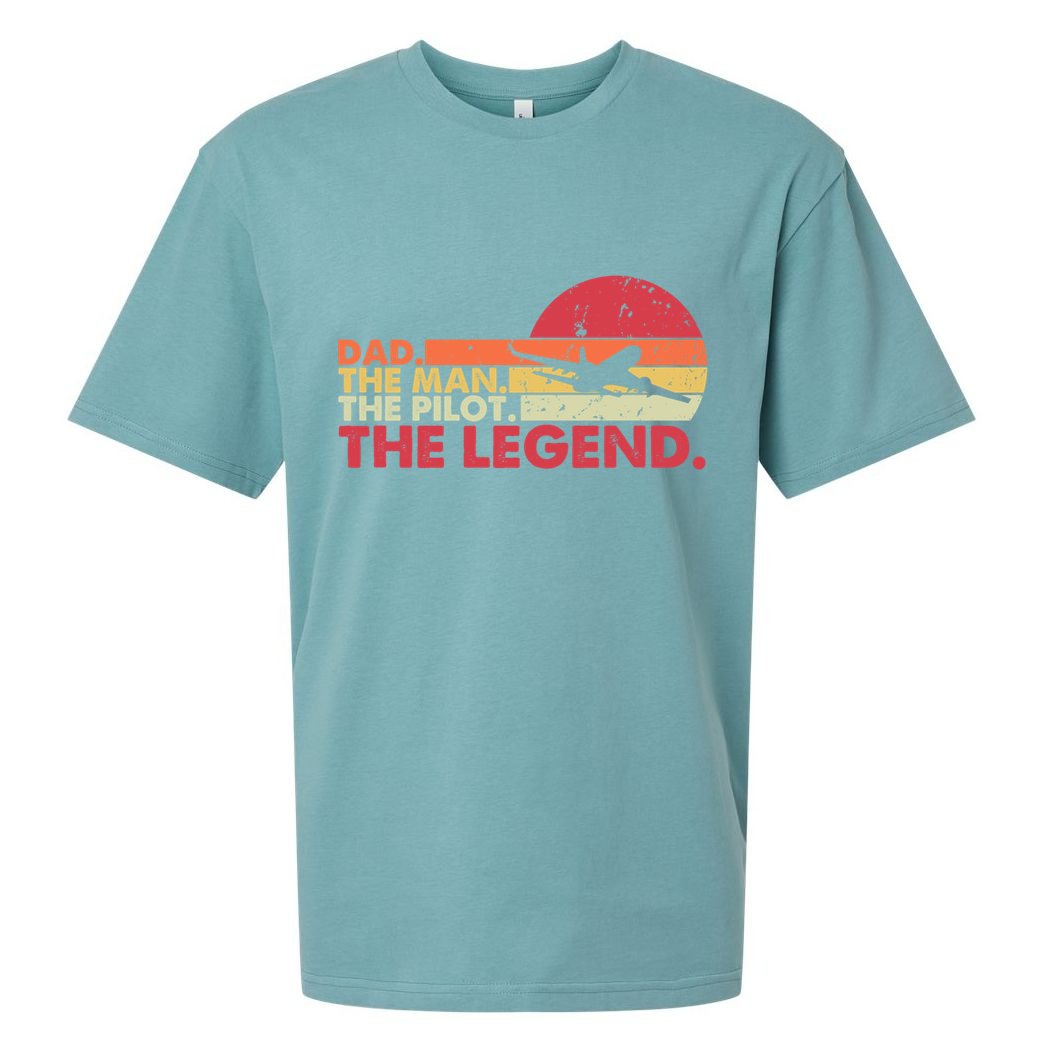 Dad The The Pilot The Legend Aviator Father Gift Sueded Cloud Jersey T-Shirt