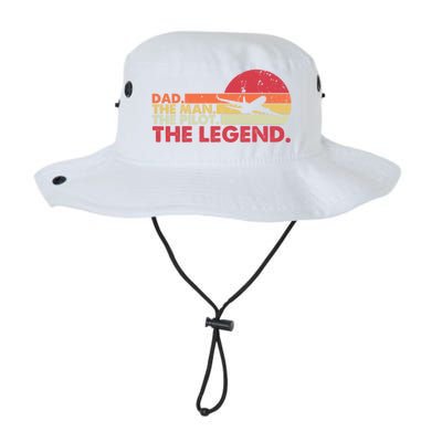 Dad The The Pilot The Legend Aviator Father Gift Legacy Cool Fit Booney Bucket Hat