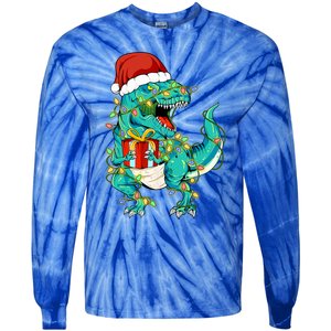 Dinosaur Trex Tree Christmas Sweater Xmas Pet Dino Trex Gift Tie-Dye Long Sleeve Shirt