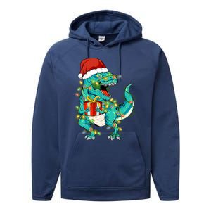 Dinosaur Trex Tree Christmas Sweater Xmas Pet Dino Trex Gift Performance Fleece Hoodie