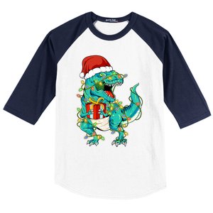 Dinosaur Trex Tree Christmas Sweater Xmas Pet Dino Trex Gift Baseball Sleeve Shirt