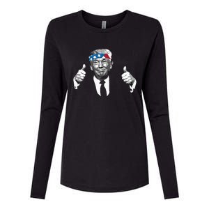 Donald Trump Thumbs Up American Flag Bandana Womens Cotton Relaxed Long Sleeve T-Shirt