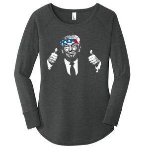 Donald Trump Thumbs Up American Flag Bandana Women's Perfect Tri Tunic Long Sleeve Shirt