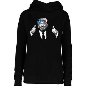 Donald Trump Thumbs Up American Flag Bandana Womens Funnel Neck Pullover Hood