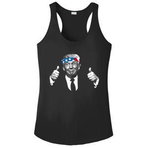 Donald Trump Thumbs Up American Flag Bandana Ladies PosiCharge Competitor Racerback Tank