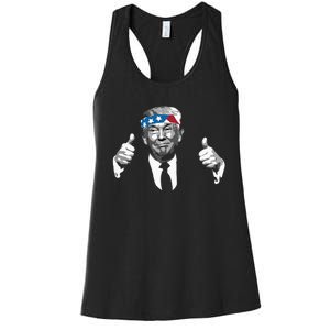 Donald Trump Thumbs Up American Flag Bandana Women's Racerback Tank