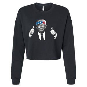 Donald Trump Thumbs Up American Flag Bandana Cropped Pullover Crew