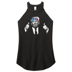 Donald Trump Thumbs Up American Flag Bandana Women's Perfect Tri Rocker Tank