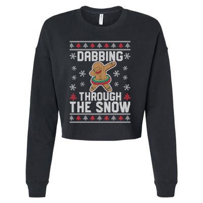 Dabbing Through The Snow Gingerbread Christmas Dab Dance Funny Gift Cropped Pullover Crew
