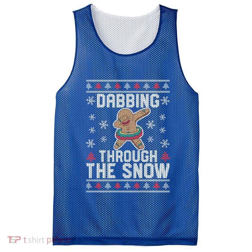 Dabbing Through The Snow Gingerbread Christmas Dab Dance Funny Gift Mesh Reversible Basketball Jersey Tank