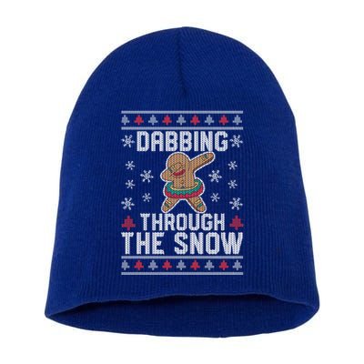 Dabbing Through The Snow Gingerbread Christmas Dab Dance Funny Gift Short Acrylic Beanie
