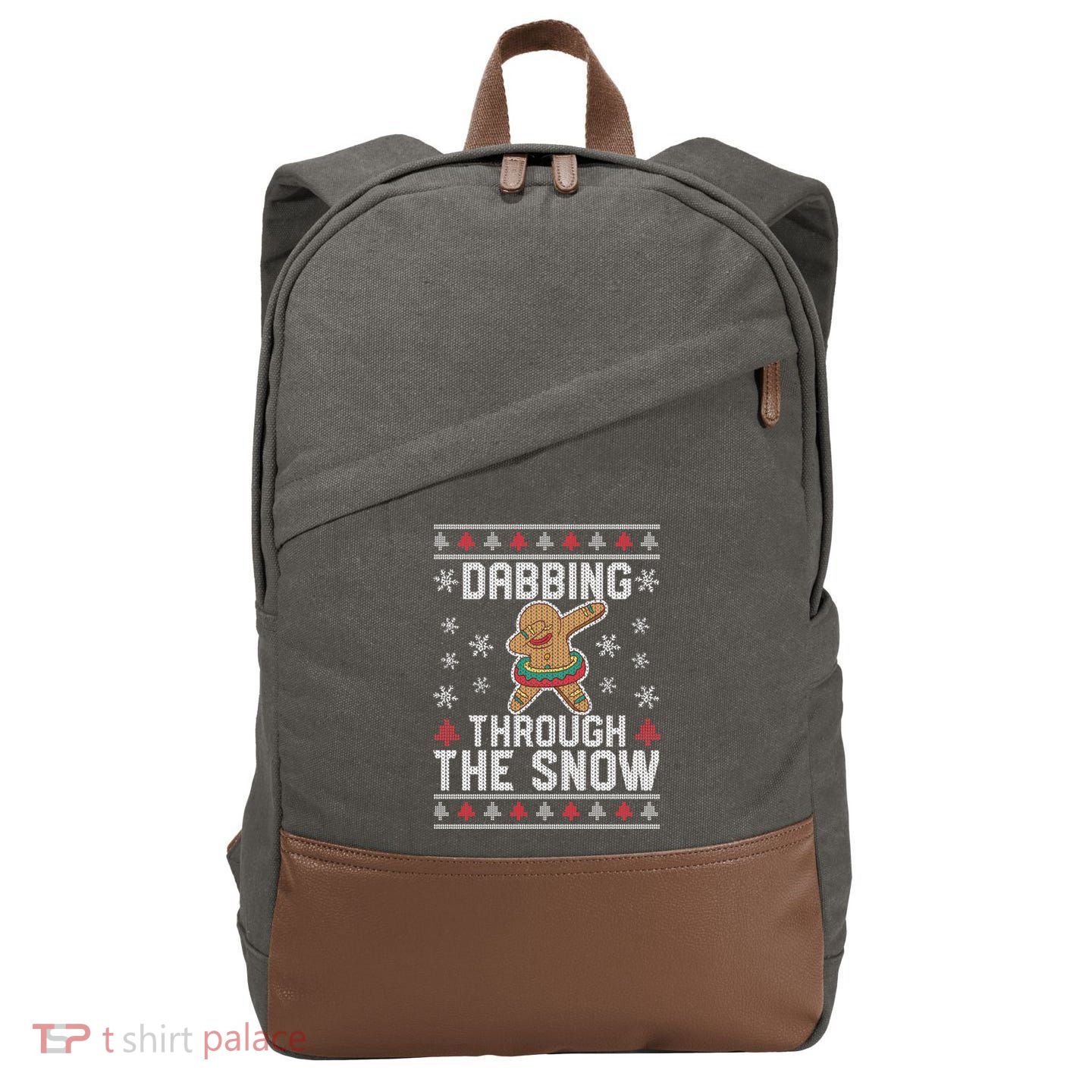 Dabbing Through The Snow Gingerbread Christmas Dab Dance Funny Gift Cotton Canvas Backpack