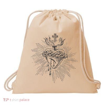 Devotion To The Sacred Heart Of Jesus Vintage Catholic Art Drawstring Bag