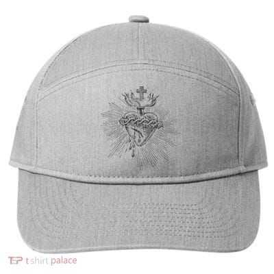 Devotion To The Sacred Heart Of Jesus Vintage Catholic Art 7-Panel Snapback Hat
