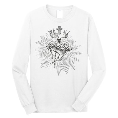 Devotion To The Sacred Heart Of Jesus Vintage Catholic Art Long Sleeve Shirt
