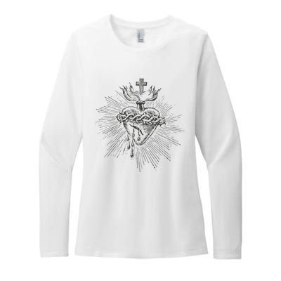 Devotion To The Sacred Heart Of Jesus Vintage Catholic Art Womens CVC Long Sleeve Shirt