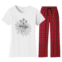 Devotion To The Sacred Heart Of Jesus Vintage Catholic Art Women's Flannel Pajama Set