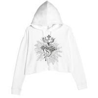 Devotion To The Sacred Heart Of Jesus Vintage Catholic Art Crop Fleece Hoodie