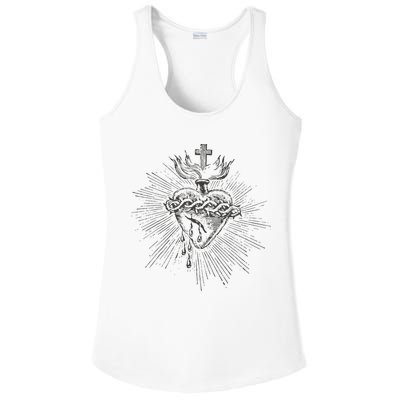 Devotion To The Sacred Heart Of Jesus Vintage Catholic Art Ladies PosiCharge Competitor Racerback Tank