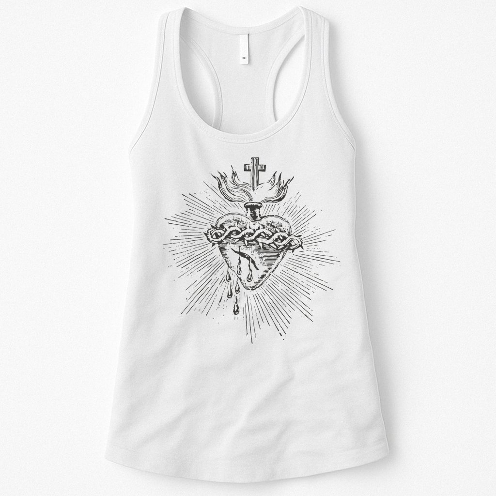 Devotion To The Sacred Heart Of Jesus Vintage Catholic Art Womens Tank Top