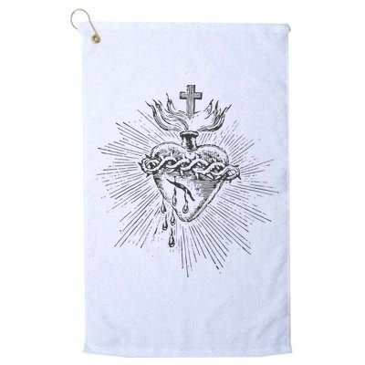 Devotion To The Sacred Heart Of Jesus Vintage Catholic Art Golf Towel