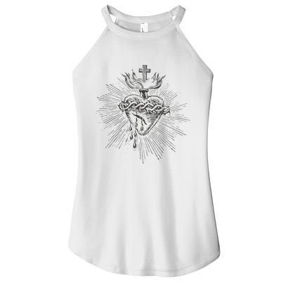 Devotion To The Sacred Heart Of Jesus Vintage Catholic Art Women’s Perfect Tri Rocker Tank