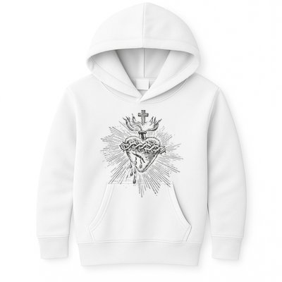 Devotion To The Sacred Heart Of Jesus Vintage Catholic Art Kids Hoodie
