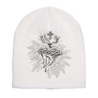 Devotion To The Sacred Heart Of Jesus Vintage Catholic Art Short Acrylic Beanie