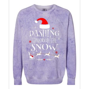 Dashing Through The Snow Merry Christmas Santa Sleigh Ride Colorblast Crewneck Sweatshirt