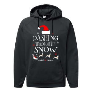 Dashing Through The Snow Merry Christmas Santa Sleigh Ride Performance Fleece Hoodie