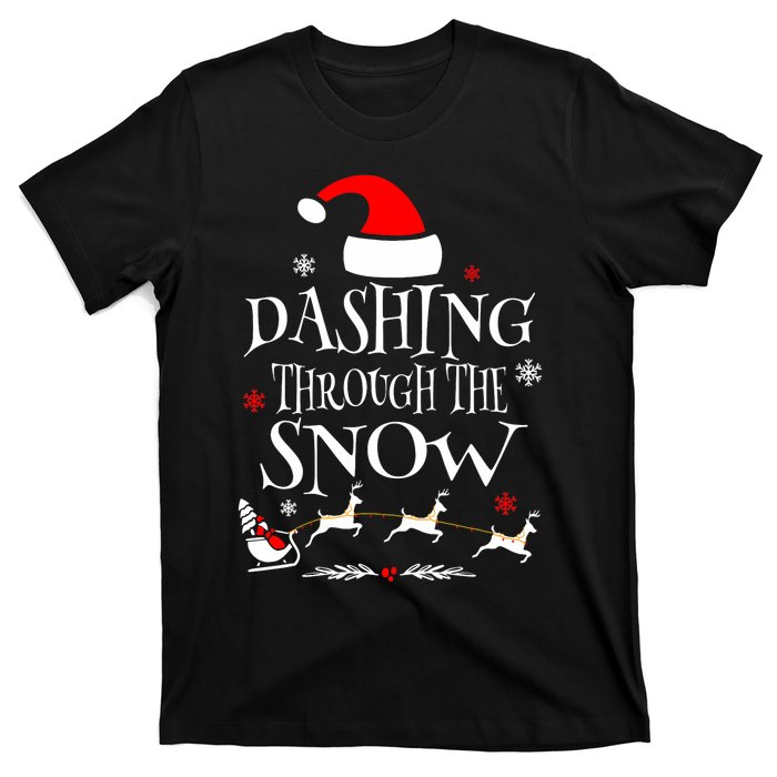 Dashing Through The Snow Merry Christmas Santa Sleigh Ride T-Shirt