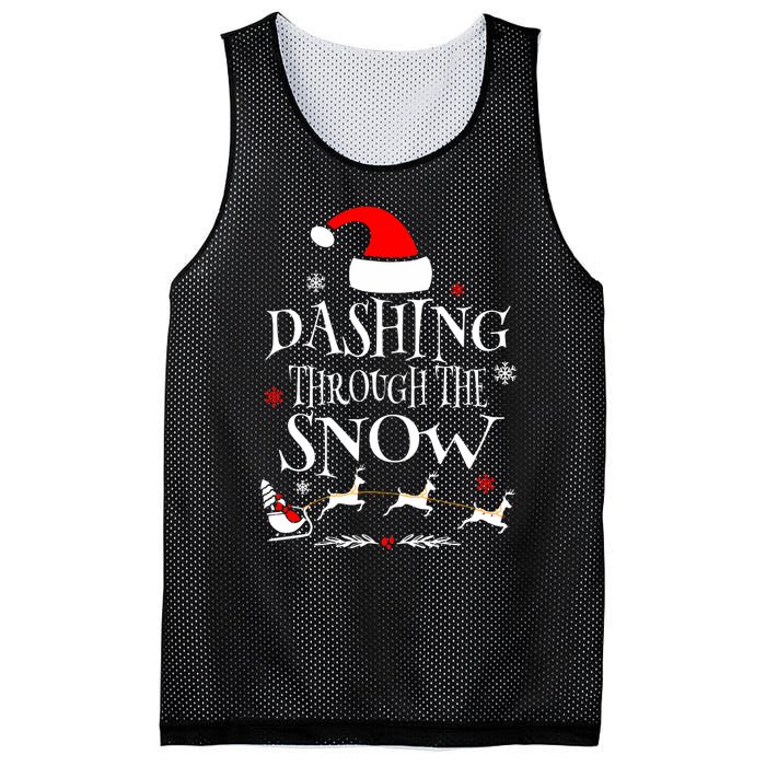 Dashing Through The Snow Merry Christmas Santa Sleigh Ride Mesh Reversible Basketball Jersey Tank