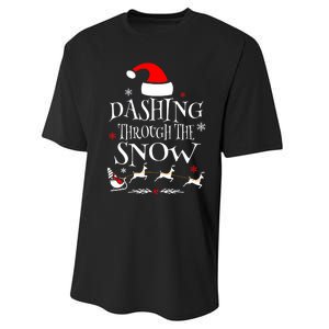 Dashing Through The Snow Merry Christmas Santa Sleigh Ride Performance Sprint T-Shirt