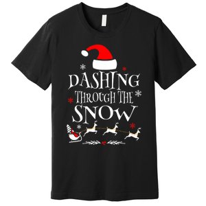 Dashing Through The Snow Merry Christmas Santa Sleigh Ride Premium T-Shirt