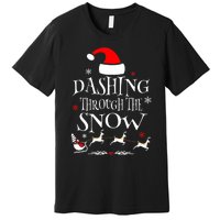 Dashing Through The Snow Merry Christmas Santa Sleigh Ride Premium T-Shirt