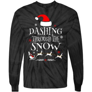 Dashing Through The Snow Merry Christmas Santa Sleigh Ride Tie-Dye Long Sleeve Shirt