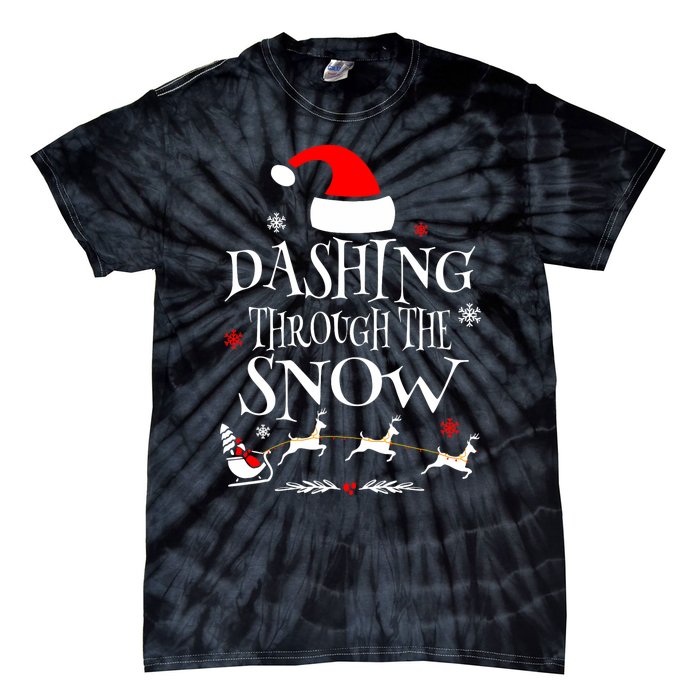 Dashing Through The Snow Merry Christmas Santa Sleigh Ride Tie-Dye T-Shirt