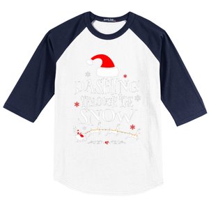 Dashing Through The Snow Merry Christmas Santa Sleigh Ride Baseball Sleeve Shirt