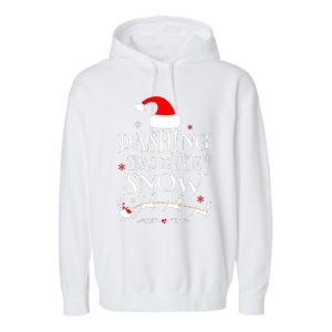 Dashing Through The Snow Merry Christmas Santa Sleigh Ride Garment-Dyed Fleece Hoodie